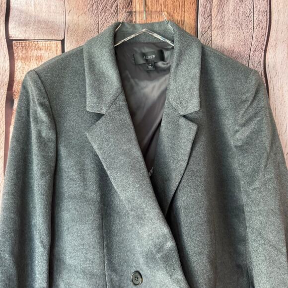 J. Crew Blazer Devon in Drapey Flannel Gray Double Breasted Wool Blend Size 14 - Picture 3 of 9